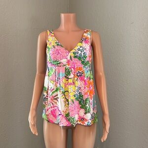 Lilly Pulitzer Womens Tank Target Nosey Posey Top Blouse Shirt Floral pink XS #5